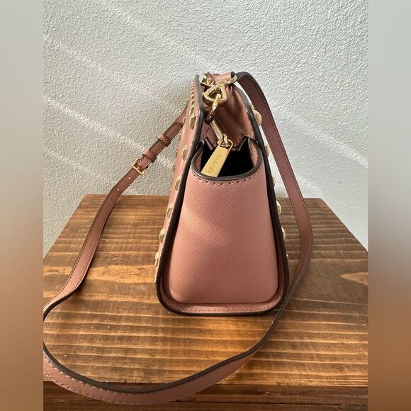 NWOT **Michael Kors Medium Stud Selma Messenger Cross Body Dusty Rose - Picture 5 of 10